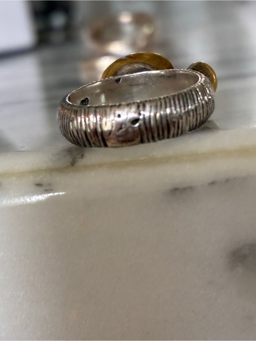 BORA 925 Sterling Silver Mixed Metal Two Stone Statement Ring - Picture 5 of 5